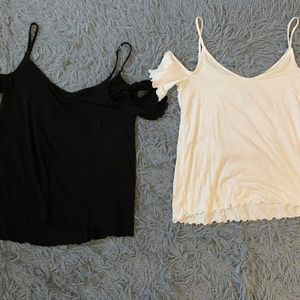 Black and White off the shoulder tops with straps